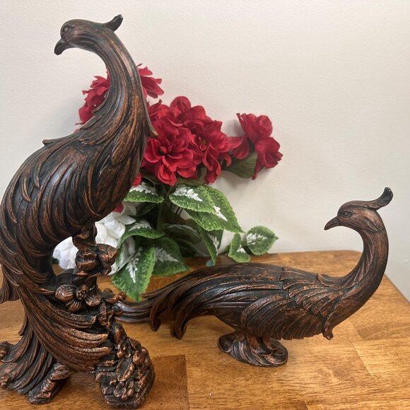 Vintage Coppercraft Guild Peacocks Pheasants Resin Copper‎ Finish Pair MCM - Picture 4 of 6